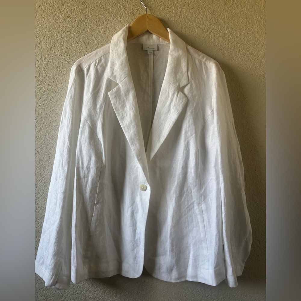 J Jill Women's White Linen Blazer